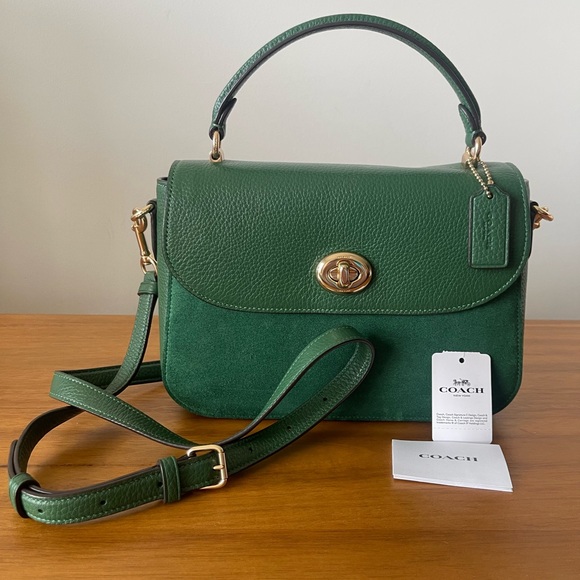 Coach Marlie Top Handle Satchel Kelly Green Leather & Suede - Picture 17 of 17